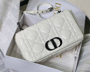 Dior M9243 Large Quilted Macrocannage Calfskin White with Black logo - Default Title - View 1