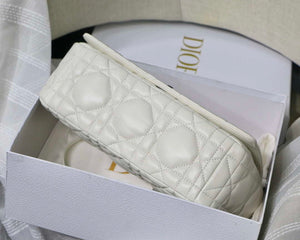 Dior M9243 Large Quilted Macrocannage Calfskin White with Black logo - Default Title - View 7