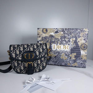 Dior M9319 Dior Bobby Medium Bag Oblique Jacquard Navy Blue - Default Title - View 1