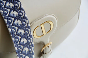Dior M9320 Large Bobby Bag Beige Box Calfskin with Blue Oblique Strap - Default Title - View 3