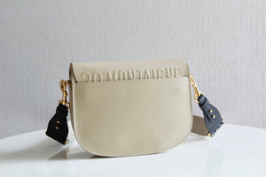 Dior M9320 Large Bobby Bag Beige Box Calfskin with Blue Oblique Strap - Default Title - View 5