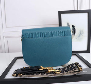 Dior M9320 Large Bobby Bag Blue Grained Calfskin with Blue Dior Oblique Strap - Default Title - View 3