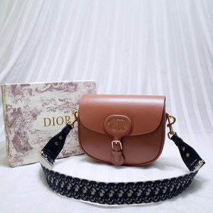 Dior M9320 Large Bobby Bag Brown Box Calfskin with Blue Oblique Strap - Default Title - View 2