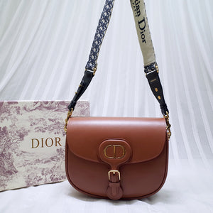 Dior M9320 Large Bobby Bag Brown Box Calfskin with Blue Oblique Strap - Default Title - View 7