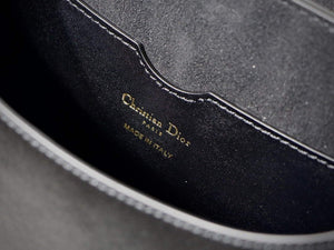 Dior M9320 Large Dior Bobby Bag Black Calfskin With Blue Oblique Embroidered Strap - Default Title - View 9
