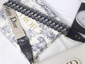 Dior M9320 Large Dior Bobby Bag Latte Box Calfskin With Blue Oblique Embroidered Strap - Default Title - View 4