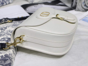 Dior M9320 Large Dior Bobby Bag Latte Box Calfskin With Blue Oblique Embroidered Strap - Default Title - View 5