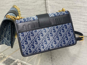 Dior M9334 30 Montaigne Bag with Chain Blue Denim Dior Oblique Jacquard M2021 - Default Title - View 4