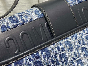 Dior M9334 30 Large Montaigne Bag with Chain Blue Denim Dior Oblique Jacquard M2028 - Default Title - View 6