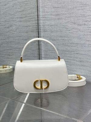 Dior M9370 Small 30 Montaigne Avenue Top Handle Bag White Ribbed Calfskin - Default Title - View 1