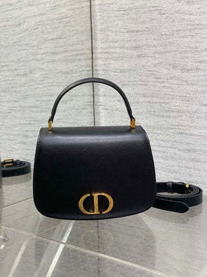 Dior M9371 Medium 30 Montaigne Avenue Top Handle Bag Black Ribbed Calfskin - Default Title - View 1