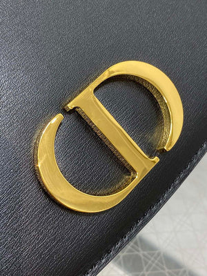 Dior M9371 Medium 30 Montaigne Avenue Top Handle Bag Black Ribbed Calfskin - Default Title - View 2