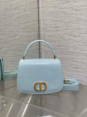 Dior M9371 Medium 30 Montaigne Avenue Top Handle Bag Blue Patent leather - Default Title - View 1