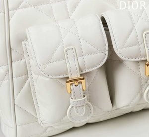 Dior Medium Dior Caro Backpack White Macrocannage Lambskin M6301 - Default Title - View 7