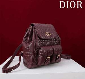 Dior Medium Dior Caro Backpack Wine Red Macrocannage Lambskin M6301 - Default Title - View 2