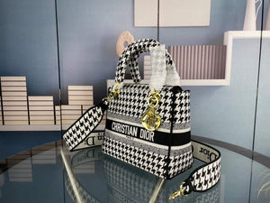 Dior Medium Lady D-Life Bag M0565 Butterfly Embroidery Black and White - Default Title - View 2