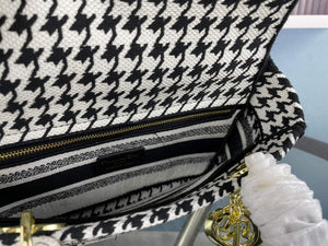 Dior Medium Lady D-Life Bag M0565 Butterfly Embroidery Black and White - Default Title - View 8