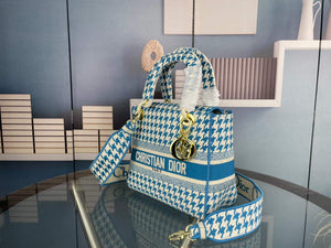 Dior Medium Lady D-Life Bag M0565 Butterfly Embroidery Blue and Beige - Default Title - View 2