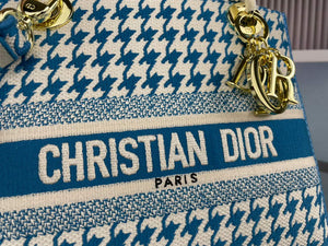 Dior Medium Lady D-Life Bag M0565 Butterfly Embroidery Blue and Beige - Default Title - View 4