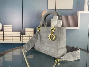 Dior Medium Lady D-Life Bag M0565 Cannage Embroidery Grey - Default Title - View 2