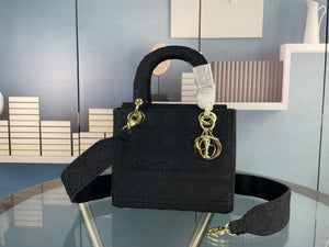 Dior M0565 Medium Lady D-Life Bag Cannage Embroidery Black - Default Title - View 1