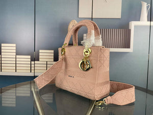Dior M0565 Medium Lady D-Life Bag Cannage Embroidery Rosewood - Default Title - View 2