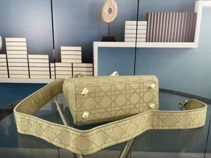 Dior M0565 Medium Lady D-Life Bag Cannage Embroidery Light Yellow - Default Title - View 6