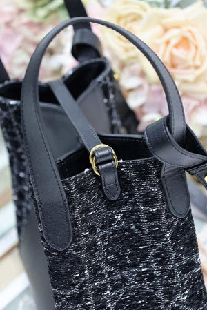 Dior Medium Signature Bucket Bag Black Dior Oblique Jacquard and Smooth Calfskin - Default Title - View 5