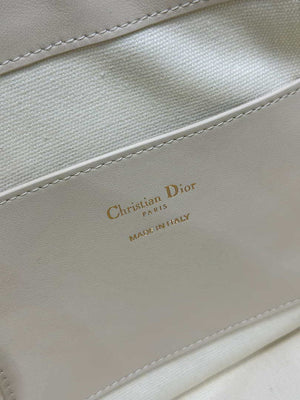 Dior Medium Signature Bucket Bag Blue Dior Oblique Chambray with Raffia Effect and Light Biscuit Smooth Calfskin - Default Title - View 10