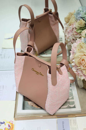 Dior Medium Signature Bucket Bag Pink Dior Oblique Jacquard and Smooth Calfskin - Default Title - View 3