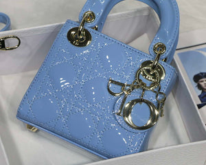 Dior MICRO LADY Dior Bag S0856 Blue Patent Cannage Lambskin - Default Title - View 2