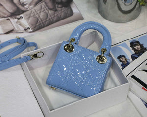 Dior MICRO LADY Dior Bag S0856 Blue Patent Cannage Lambskin - Default Title - View 5
