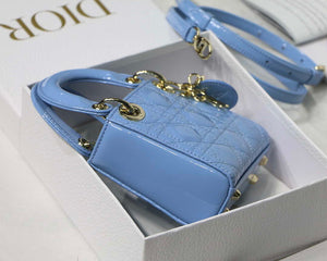 Dior MICRO LADY Dior Bag S0856 Blue Patent Cannage Lambskin - Default Title - View 7
