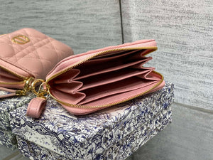 Dior S0011 Lady Dior Zipper Card Holder Medium Light Pink Cannage Lambskin - Default Title - View 5