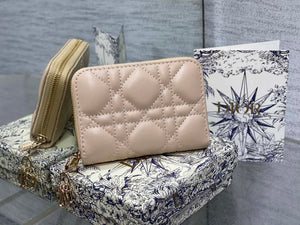 Dior S0011 Lady Dior Zipper Card Holder Medium Nude Cannage Lambskin - Default Title - View 2