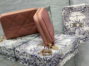 Dior S0011 Lady Dior Zipper Card Holder Medium Pink Cannage Lambskin - Default Title - View 3