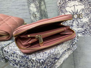 Dior S0011 Lady Dior Zipper Card Holder Medium Pink Cannage Lambskin - Default Title - View 5