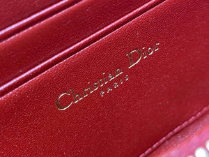 Dior S0011 Lady Dior Zipper Card Holder Medium Wine Red patent leather Lambskin - Default Title - View 6