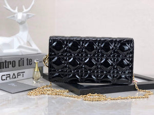 Dior S0204 Lady Dior Pouch Patent Cannage Calfskin Black - Default Title - View 1