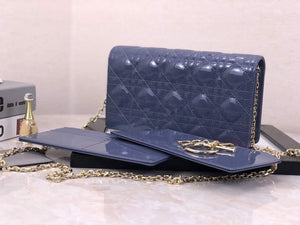 Dior S0204 Lady Dior Pouch Patent Cannage Calfskin Blue - Default Title - View 3