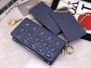 Dior S0204 Lady Dior Pouch Patent Cannage Calfskin Blue - Default Title - View 5