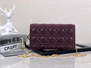 Dior S0204 Lady Dior Pouch Ultramatte Cannage Calfskin Wine red - Default Title - View 1