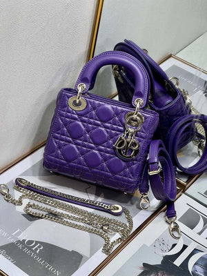 Dior M0505 Mini LADY Dior Bag Purple Cannage Lambskin - Default Title - View 2