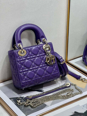 Dior M0505 Mini LADY Dior Bag Purple Cannage Lambskin - Default Title - View 3