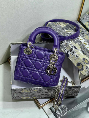 Dior M0505 Mini LADY Dior Bag Purple Cannage Lambskin - Default Title - View 4