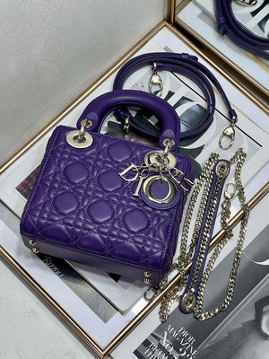 Dior M0505 Mini LADY Dior Bag Purple Cannage Lambskin - Default Title - View 5