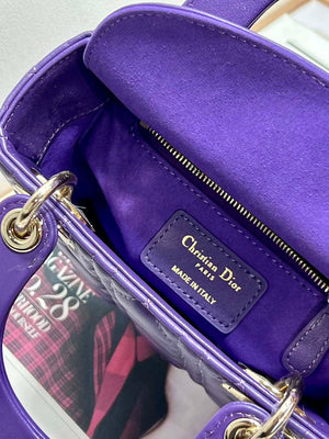 Dior M0505 Mini LADY Dior Bag Purple Cannage Lambskin - Default Title - View 9