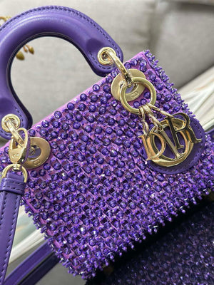 Dior S0856 MICRO LADY BAG Horizon Metallic Cannage Lambskin embroidery beads Purple - Default Title - View 5