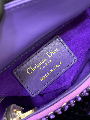Dior S0856 MICRO LADY BAG Horizon Metallic Cannage Lambskin embroidery beads Purple - Default Title - View 9