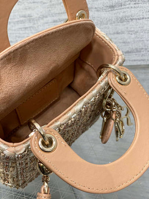 Dior S0856 MICRO LADY BAG Limited edition handmade beads Lambskin Apricot - Default Title - View 8